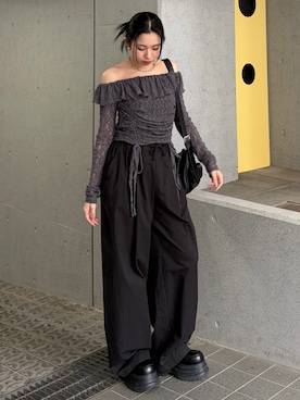 与口令央奈さん（レディース・160cm）の春コーディネート