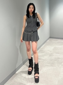 EMODA レイヤーベストチェーンワンピース グレー セール】レイヤーベストチェーンワンピース（ワンピース
