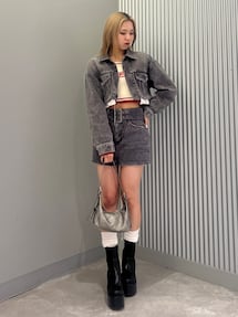 EMODA CUT OFF CROPPED DENIM JK ブルー F EMODA CUT OFF CROPPED DENIM JK Blue F