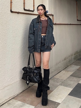 与口令央奈さん（レディース・160cm）の冬コーディネート