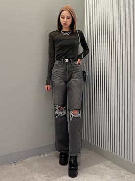 与口令央奈さん(レディース・160cm)の秋コーディネート