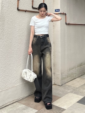「EMODA」｜与口令央奈さん（レディース・160cm）の夏コーディネート