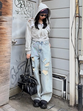 与口令央奈さん（レディース・160cm）の春コーディネート