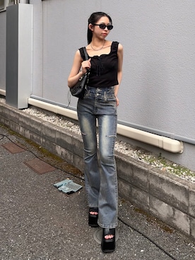 与口令央奈さん(レディース・160cm)の夏コーディネート