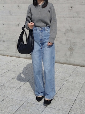 「DISCOAT（ディスコート）のアイテム（デニムパンツ）」を使った、himabell333さん（レディース・157cm）の春コーディネート