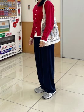 「ORCIVAL（オーシバル）のCREW NECK CARDIGAN（カーディガン/ボレロ、レッド系）」を使った、himabell333さん（レディース・157cm）の春コーディネート