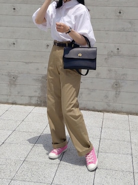 「アイテム（チノパンツ）」を使った、himabell333さん（レディース・157cm）の夏コーディネート