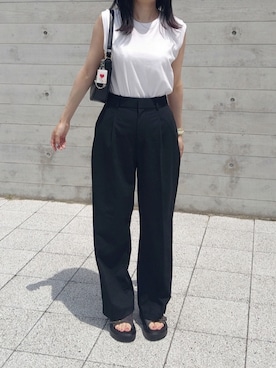 「HANES（ヘインズ）のアイテム」を使った、himabell333さん（レディース・157cm）の夏コーディネート