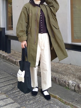 「アイテム（チノパンツ）」を使った、himabell333さん（レディース・157cm）の冬コーディネート