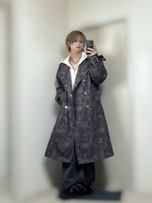 GRANCY グランシー 総柄ロングトレンチコート M GRANCY】Patterned Long Trench Coat / 総柄ロングトレンチ