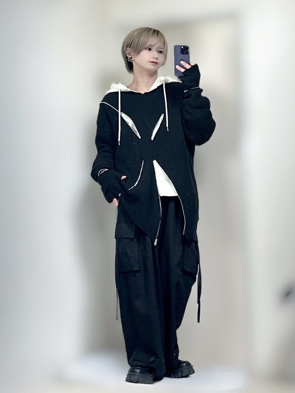 GRANCY ジップデザイン アシンメトリー ニット Lサイズ 完売品