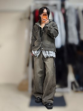 「アイテム（デニムジャケット）」を使った、きらさん（メンズ・162cm）の冬コーディネート