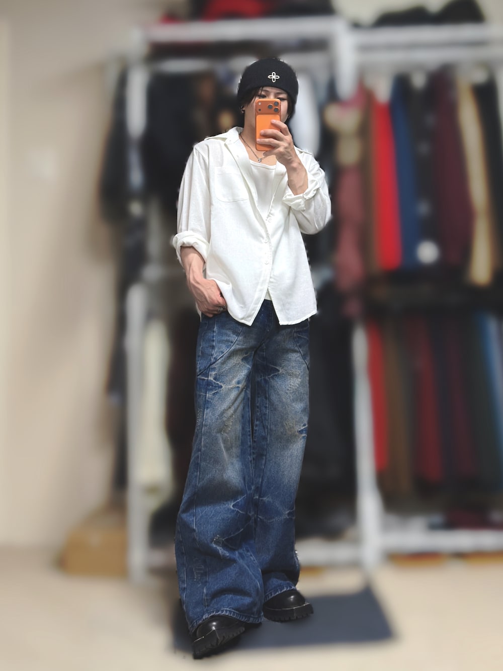 GRANCY】Seam Design Wide Straight Denim Pants / シームデザイン