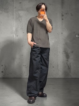 「Parts Lab.（パーツラボ）の【Parts Lab.】Summer Knit Short-sleeve Polo Shirt / 半袖サマーニットポロシャツ（ポロシャツ、グレー系）」を使った、きらさん（メンズ・162cm）の夏コーディネート