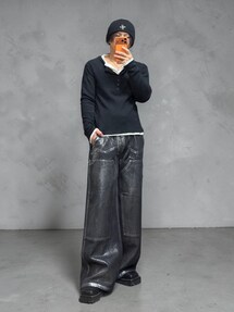 GRANCY】Double-layered Thermal Henley Long Sleeve T-Shirt / ダブル