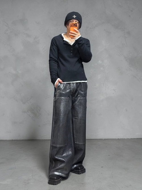 GRANCY】Double-layered Thermal Henley Long Sleeve T-Shirt / ダブル