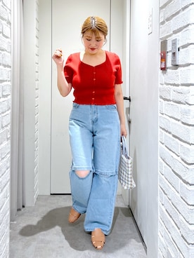「FREE'S MART（フリーズマート）のアイテム（スリッポン）」を使った、ayaさん（レディース・158cm）の夏コーディネート