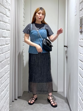 「FREE'S MART（フリーズマート）のアイテム（その他トップス）」を使った、ayaさん（レディース・158cm）の夏コーディネート