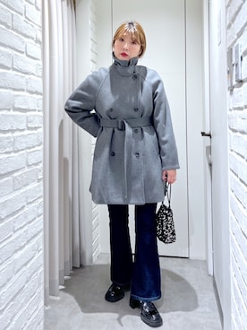 「FREE'S MART（フリーズマート）のスパンコール巾着バッグ（ハンドバッグ）」を使った、ayaさん（レディース・158cm）の冬コーディネート