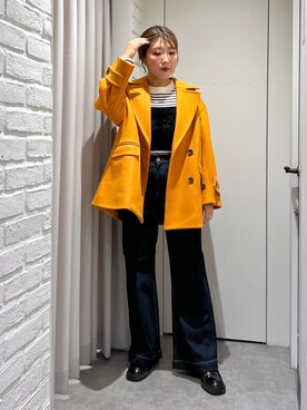 「アイテム（ピーコート）」を使った、ayaさん（レディース・158cm）の秋コーディネート