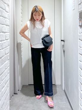 「アイテム（ベスト、シルバー系）」を使った、ayaさん（レディース・158cm）の夏コーディネート