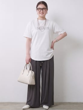 「CHIC STYLE（シックスタイル）のリュックスコンフォートカットソーパンツ＜大きいサイズ有＞シックスタイル（その他パンツ、グレー系）」を使った、ニッセンスタッフ(nissen5)さん（レディース・160cm）の夏コーディネート