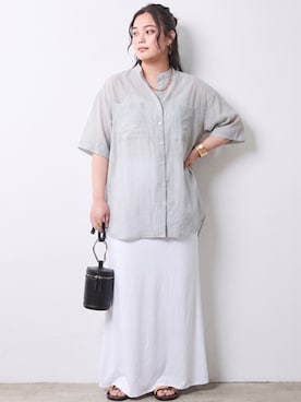 「CHIC STYLE（シックスタイル）の【セットアップ対応】ナローマキシスカート＜大きいサイズ有＞シックスタイル（スカート、ホワイト系）」を使った、ニッセンスタッフ(nissen5)さん（レディース・160cm）の春コーディネート