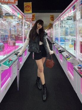 「SHEINのアイテム（ジャケット/アウター、ブラック系）」を使った、s21m28h11さん（レディース・161cm）の春コーディネート