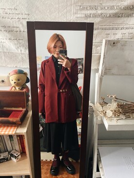 「MEIER.Q（マイヤーキュー）のアイテム（ジャケット/アウター）」を使った、jeeeeenna00さん（レディース・156cm）の春コーディネート