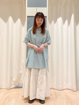 「サマンサモスモス」｜「アイテム（チュニック）」を使った、かわせさん（レディース・154cm）の夏コーディネート