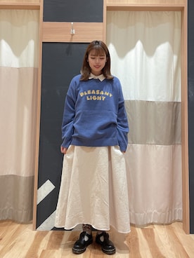 「ロゴニット」｜「アイテム（ワンピース/ドレス）」を使った、かわせさん（レディース・154cm）の秋コーディネート