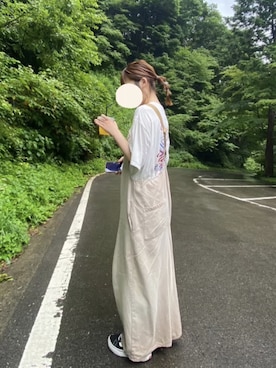 「みんなの白Tフェス」｜「アイテム（オールインワン・サロペット）」を使った、かわせさん（レディース・154cm）の夏コーディネート