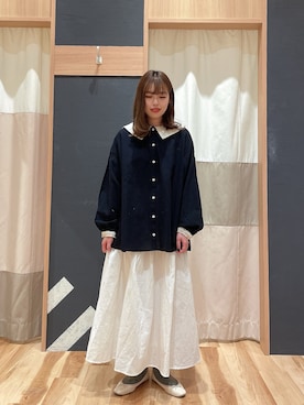 「Samansa Mos2（サマンサ モスモス）の配色前後2WAYブラウス（シャツ/ブラウス）」を使った、かわせさん（レディース・154cm）の冬コーディネート