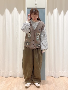 「Samansa Mos2（サマンサ モスモス）のエッグパンツ（その他パンツ）」を使った、かわせさん（レディース・155cm）の秋コーディネート