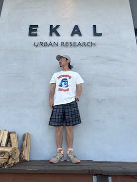 「EKAL（エカル）のアイテム（キャップ）」を使った、せーじさん（メンズ・165cm）の春コーディネート