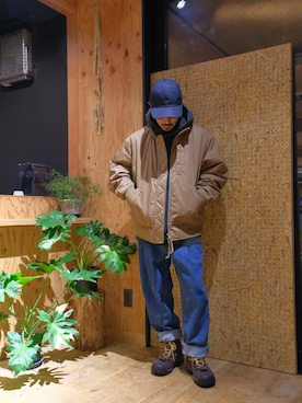 「アイテム（その他アウター、ブラウン系）」を使った、せーじさん（メンズ・165cm）の秋コーディネート