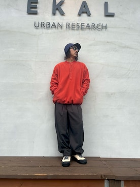 「アイテム（キャップ）」を使った、せーじさん（メンズ・165cm）の秋コーディネート