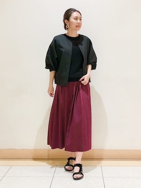 「袖ボリューム」｜「アイテム（ブルゾン）」を使った、MAIさん（レディース・160cm）の夏コーディネート
