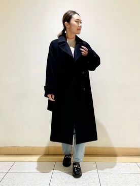 「アイテム（トレンチコート、ブルー系）」を使った、MAIさん（レディース・160cm）の冬コーディネート