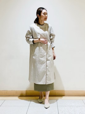 「入学式」｜「アイテム（ノーカラーコート）」を使った、MAIさん（レディース・160cm）の冬コーディネート