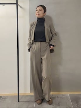 「アイテム（スーツジャケット、ブラウン系）」を使った、MAIさん（レディース・160cm）の秋コーディネート