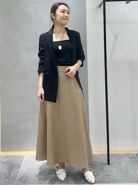 「INDIVI（インディヴィ）の【長さ調整自由】ニュアンスモチーフ コードペンダント（ネックレス、ゴールド系）」を使った、MAIさん（レディース・160cm）の春コーディネート