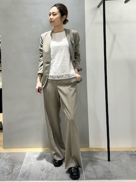 「アイテム（スーツジャケット、ブラウン系）」を使った、MAIさん（レディース・160cm）の冬コーディネート