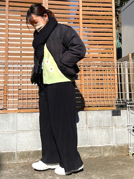 「ぽっちゃりコーデ」｜「アイテム（ブルゾン）」を使った、はくまい子さん（レディース・155cm）の冬コーディネート