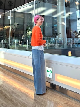 「RODE SKO（ロデスコ）の『MADE IN JAPAN』スクエアトゥプチメタルローファー（ローファー、ブラック系）」を使った、 コヤマ  ヒナタさん（レディース・164cm）の春コーディネート