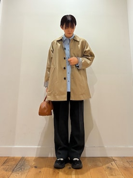 「アイテム（ステンカラーコート）」を使った、 コヤマ  ヒナタさん（レディース・163cm）の秋コーディネート