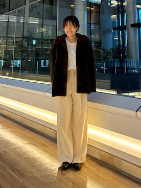 「URBAN RESEARCH DOORS（アーバンリサーチドアーズ）のコクーンシルエットボアコート（その他アウター）」を使った、 コヤマ  ヒナタさん（レディース・164cm）の秋コーディネート