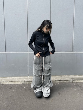 「WHITELAND（ホワイトランド）のWHITELAND/ホワイトランド/RIB STAND ZIP LS TEE（Tシャツ/カットソー）」を使った、にこるさん（レディース・154cm）の春コーディネート