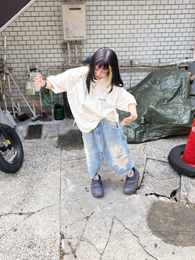 「WHITELAND（ホワイトランド）のアイテム（パンツ）」を使った、にこるさん（レディース・154cm）の夏コーディネート