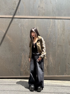 「Needles（ニードルス）のアイテム（ジャケット/アウター、グリーン系）」を使った、にこるさん（レディース・154cm）の夏コーディネート